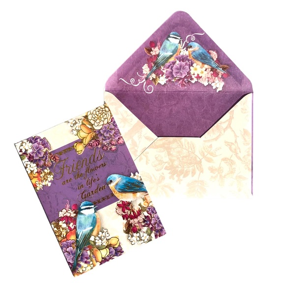 Pooch & Sweetheart Single(1) Friendship Bird Embellished Note Card & Env (73720) - Picture 4 of 5